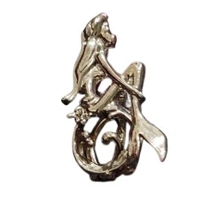 Mermaid silver tone pendant mystical magical mermaid sitting